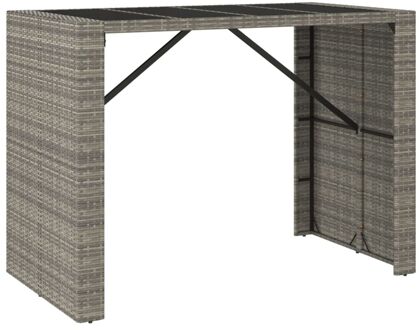 vidaXL Bartafel met glazen blad 145x80x110 cm poly rattan grijs