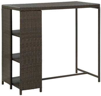 vidaXL Bartafel met opbergrek 120x60x110 cm poly rattan bruin