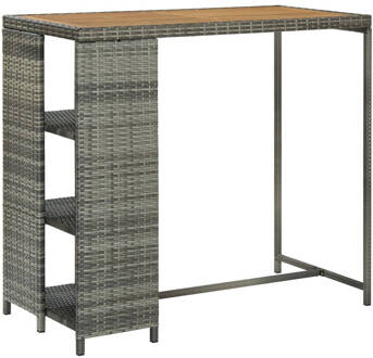 vidaXL Bartafel met opbergrek 120x60x110 cm poly rattan grijs