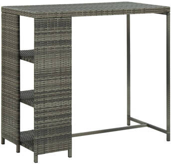 vidaXL Bartafel met opbergrek 120x60x110 cm poly rattan grijs