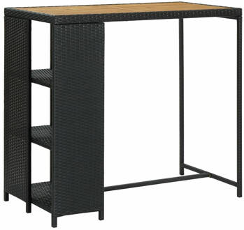 vidaXL Bartafel met opbergrek 120x60x110 cm poly rattan zwart