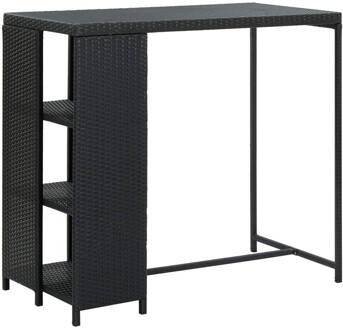 vidaXL Bartafel met opbergrek 120x60x110 cm poly rattan zwart