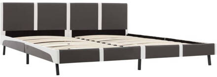 vidaXL Bedframe kunstleer grijs en wit 180x200 cm