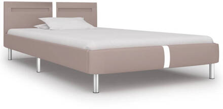 vidaXL Bedframe met LED kunstleer cappuccino 90x200 cm