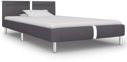 vidaXL Bedframe met LED kunstleer grijs 90x200 cm