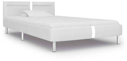 vidaXL Bedframe met LED kunstleer wit 90x200 cm