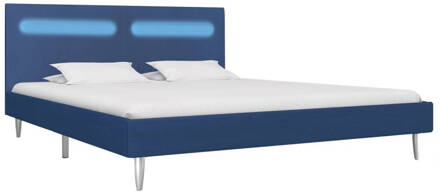 vidaXL Bedframe met LED stof blauw 160x200 cm