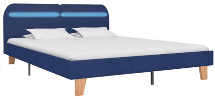 vidaXL Bedframe met LED stof blauw 160x200 cm