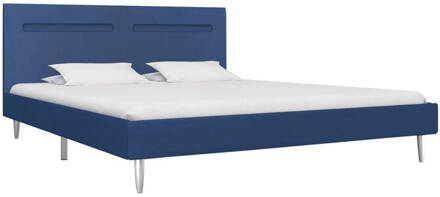 vidaXL Bedframe met LED stof blauw 180x200 cm