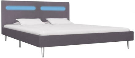 vidaXL Bedframe met LED stof grijs 180x200 cm