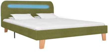 vidaXL Bedframe met LED stof groen 140x200 cm