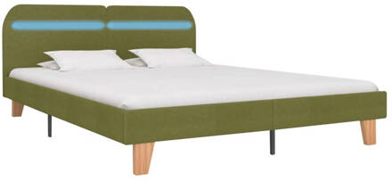 vidaXL Bedframe met LED stof groen 160x200 cm