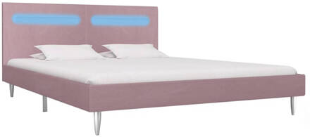 vidaXL Bedframe met LED stof roze 180x200 cm