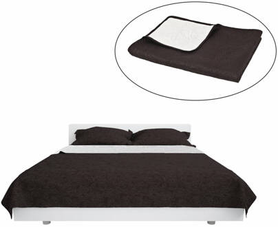 vidaXL Bedsprei dubbelzijdig 230x260 cm quilt crème en bruin