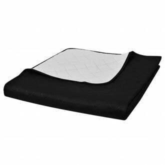 vidaXL Bedsprei gewatteerd dubbelzijdig 170x210 cm zwart/wit