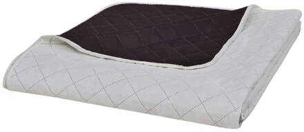 vidaXL Bedsprei gewatteerd dubbelzijdig 220x240 cm beige/bruin