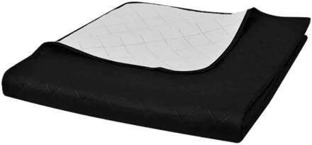 vidaXL Bedsprei gewatteerd dubbelzijdig 220x240 cm zwart/wit