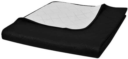 vidaXL Bedsprei gewatteerd dubbelzijdig 230x260 cm zwart/wit