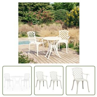 vidaXL Bistroset - Gietaluminium - Tuinmeubelen - 61x60x93 cm - Wit