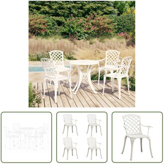 vidaXL Bistroset - Gietaluminium - Tuinstoelen en -tafel - 61 x 60 x 93 cm - Roest- en weerbestendig - Wit