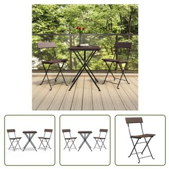 vidaXL Bistroset Poly Rattan - 3-delig - Bruin - Tafel- 55x54x71cm - Stoel- 40x45x79cm