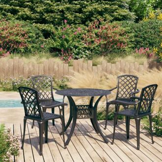vidaXL Bistroset - Tuinstoelen en tafel van gietaluminium - Zwarte kleur - Comfortabele zitervaring