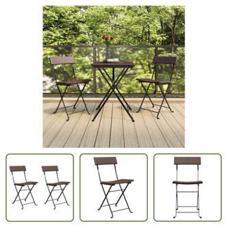 vidaXL Bistrostoel Brown - PE-Rattan and Coated Steel - 40x45x79 cm - Folding Design Bruin