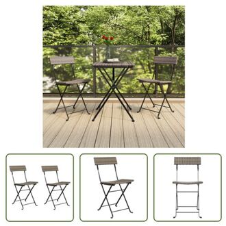 vidaXL Bistrostoel - Grijs - 40 x 45 x 79 cm - PE-rattan en gepoedercoat staal