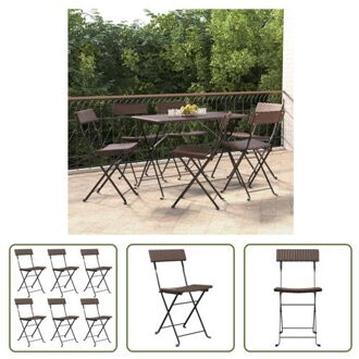 vidaXL Bistrostoelen 6 st inklapbaar poly rattan en staal bruin - Tuinstoel