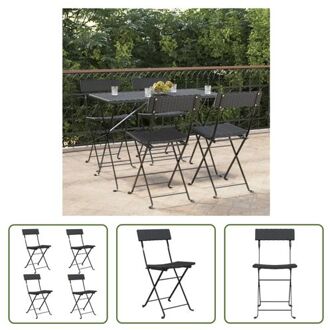 vidaXL Bistrostoelen - Inklapbaar - Zwart - 40x45x79 cm - PE-rattan en gepoedercoat staal