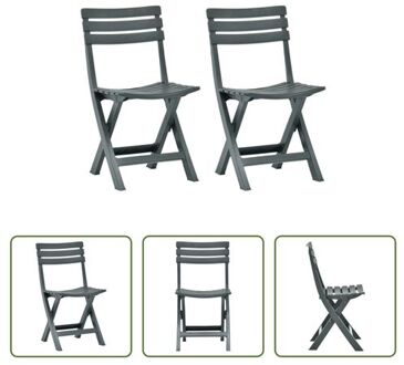 vidaXL Bistrostoelen Kunststof - 44x41x78 cm - Groen - Weerbestendig - Inklapbaar - Set van 2