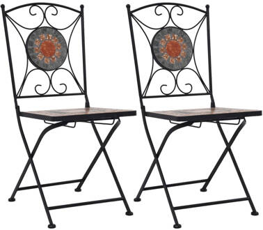 vidaXL Bistrostoelen mozaïek 2 st oranje en grijs