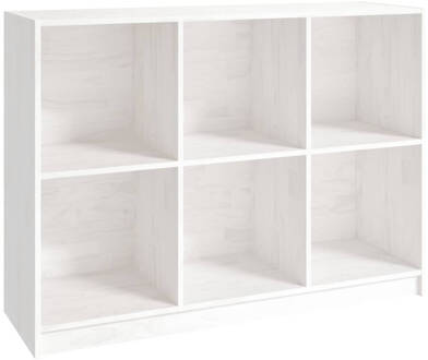 vidaXL Boekenkast 104x33x76 cm massief grenenhout wit