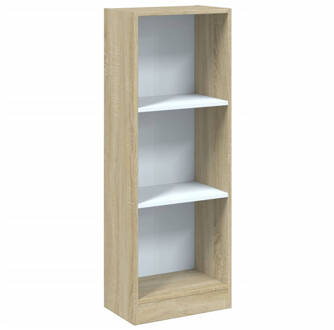 vidaXL Boekenkast 3 Schappen 40x24x108 Cm Spaanplaat Wit Sonoma Eiken