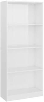 vidaXL Boekenkast 4 schappen 60x24x142 cm bewerkt hout hoogglans wit