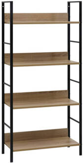 vidaXL Boekenkast 4 schappen 60x27,6x124,5 cm spaanplaat eikenkleurig Bruin