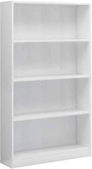 vidaXL Boekenkast 4 schappen 80x24x142 cm bewerkt hout hoogglans wit