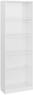 vidaXL Boekenkast 5 schappen 60x24x175 cm bewerkt hout hoogglans wit