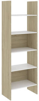 vidaXL Boekenkast 60x35x180 cm spaanplaat wit en sonoma eikenkleurig