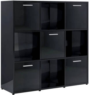 vidaXL Boekenkast 90x30x90 cm spaanplaat hoogglans zwart