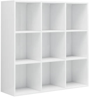 vidaXL Boekenkast 98x30x98 cm spaanplaat hoogglans wit