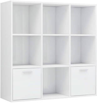 vidaXL Boekenkast 98x30x98 cm spaanplaat hoogglans wit