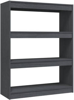 vidaXL Boekenkast/kamerscherm 100x30x103 cm massief grenenhout grijs