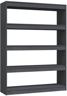 vidaXL Boekenkast/kamerscherm 100x30x135,5 cm massief grenenhout grijs