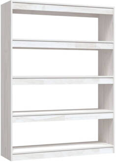 vidaXL Boekenkast/kamerscherm 100x30x135,5 cm massief grenenhout wit