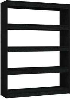 vidaXL Boekenkast/kamerscherm 100x30x135,5 cm massief grenenhout zwart