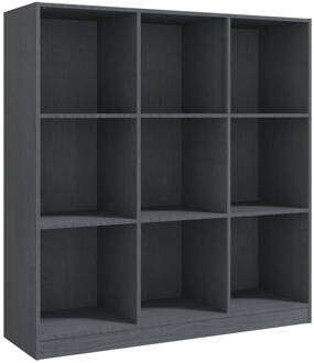 vidaXL Boekenkast/kamerscherm 104x33,5x110 cm massief grenenhout grijs