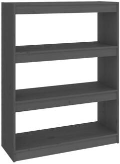 vidaXL Boekenkast/kamerscherm 80x30x103,5 cm massief grenenhout grijs