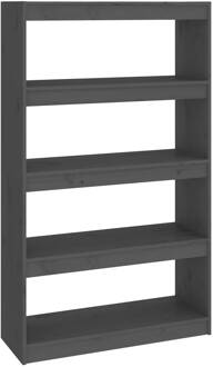 vidaXL Boekenkast/kamerscherm 80x30x135,5 cm massief grenenhout grijs