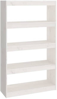 vidaXL Boekenkast/kamerscherm 80x30x135,5 cm massief grenenhout wit